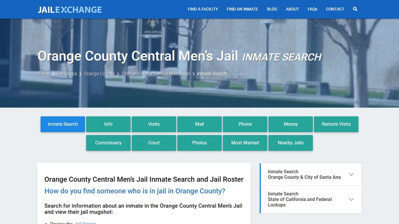 Orange County Central Men’s Jail Inmate Search - Jail Exchange