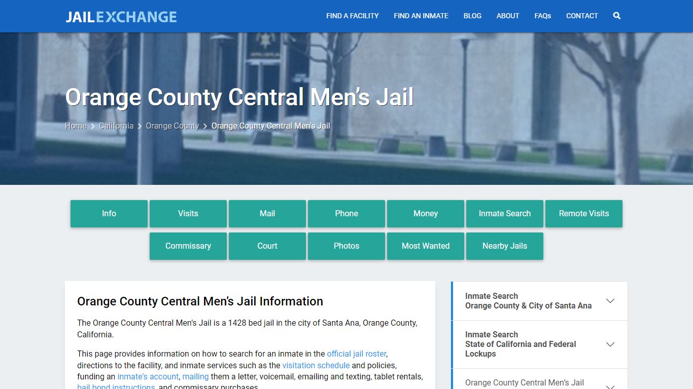 Orange County Central Men’s Jail, CA Inmate Search, Information